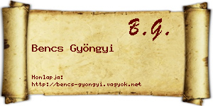 Bencs Gyöngyi névjegykártya